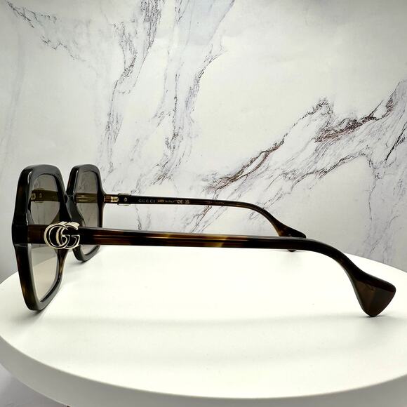 NEW GUCCI Sunglasses Brown Square Oversized Gold Metal GG Logo 56mm main image 3
